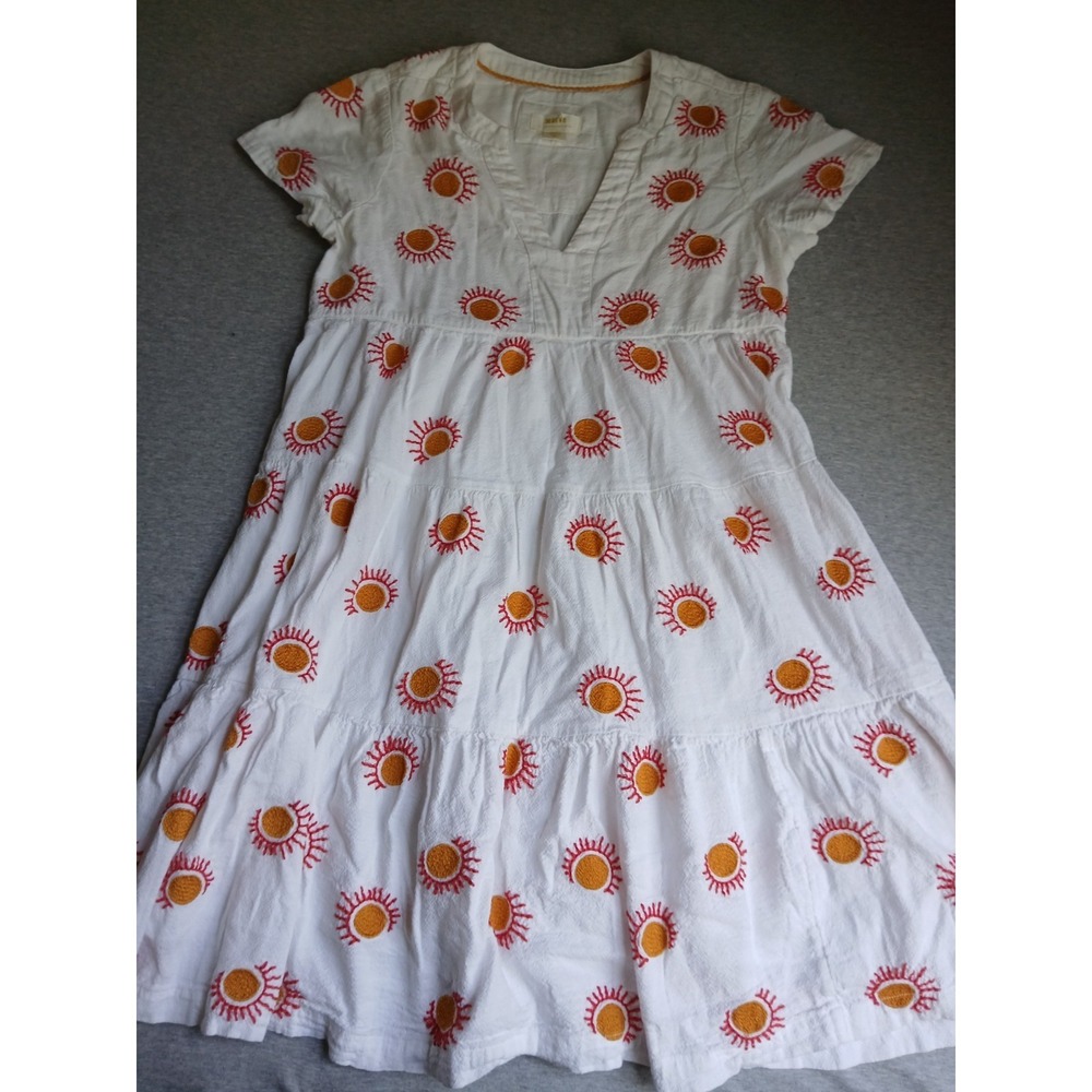 Maeve Anthropologie Dress Small Embroidered Linen Cotton Bohemian Cottage Boho